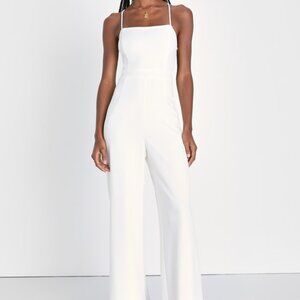 Certified Stunner Ivory Backless Wide-Leg Jumpsuit